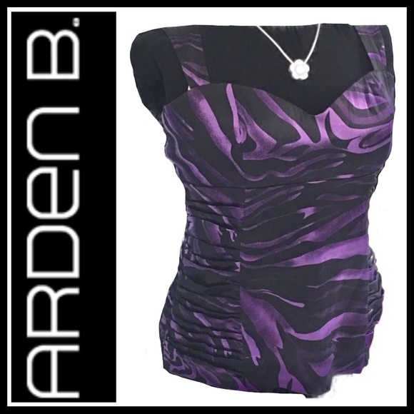 Arden B Tops - Arden B Tank Top Animal Print Purple Large Dressy